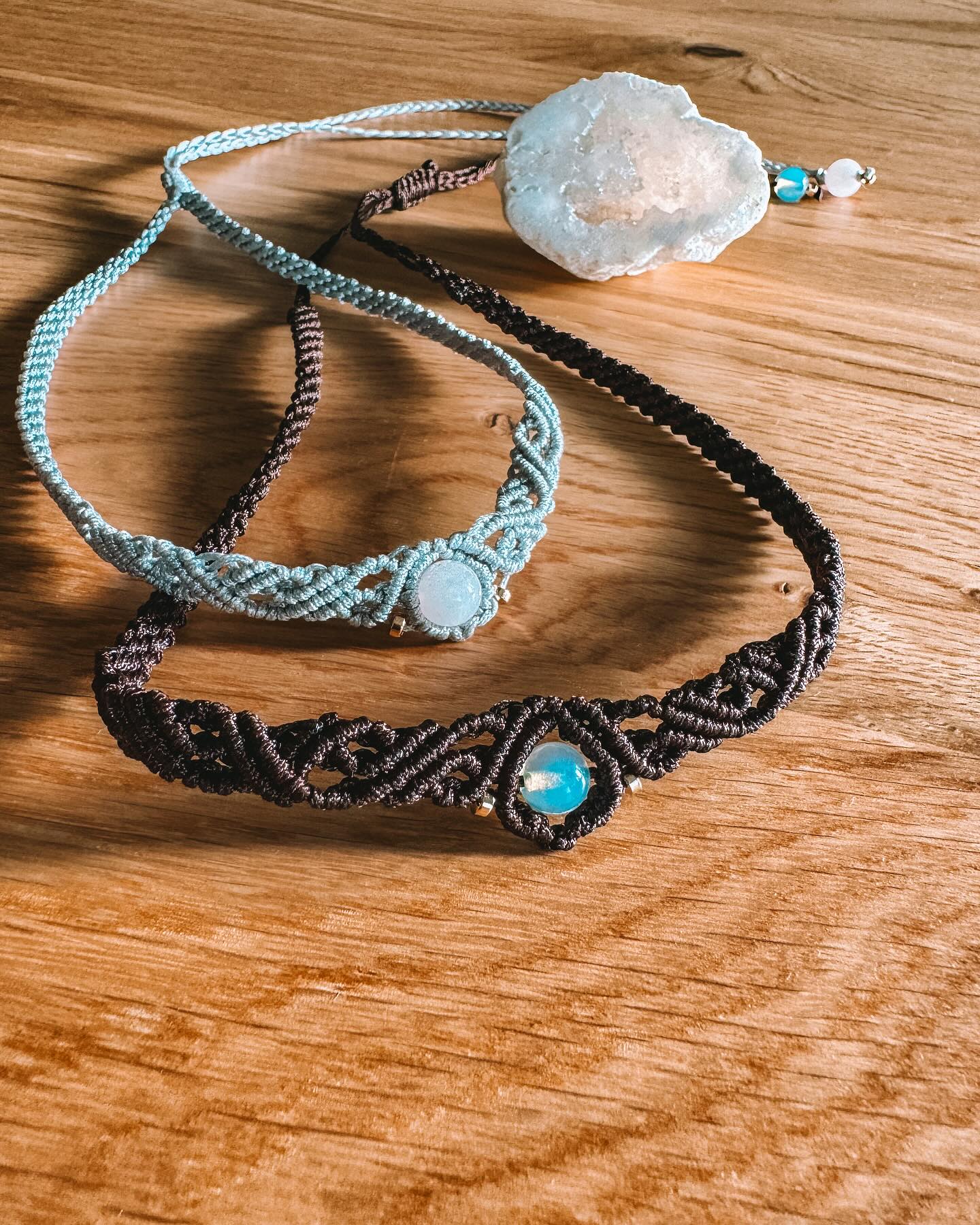 Macrame necklace with Opalite.